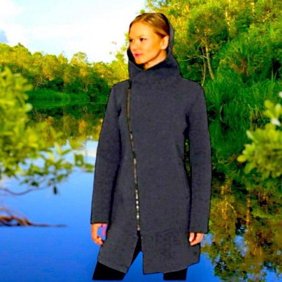 BETSY JOHNSON navy blue anorak jacket women’s coat size LARGE - Picture 1 of 17